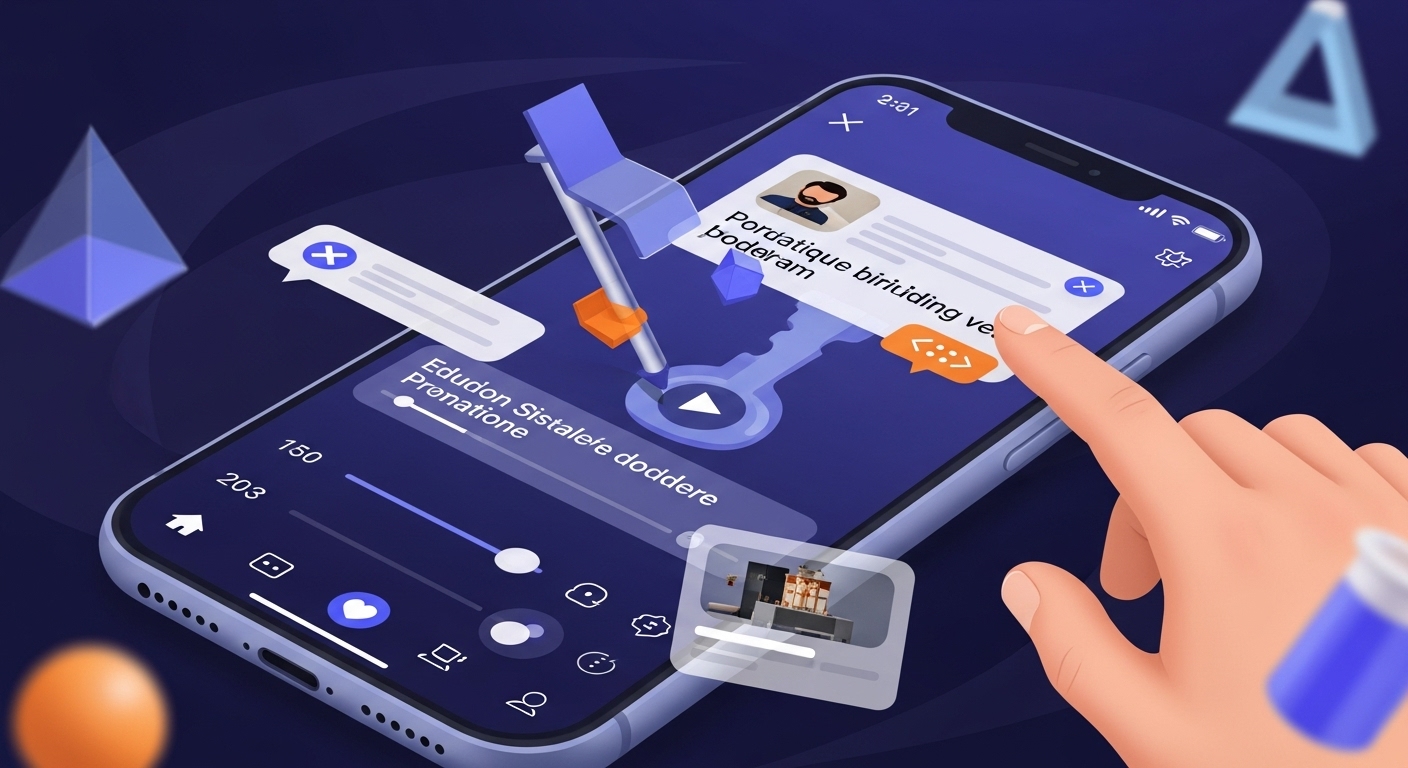 A vibrant and dynamic digital illustration showcasing a smartphone displaying an educational short-form video. The video content could feature a quick science experiment or a historical fact, with on-screen text overlays, graphic elements, and a subtle hint of in-app editing tools (like sliders or buttons) visible around the video frame, emphasizing the 'creator economy' aspect of platforms like TikTok or Instagram Reels.