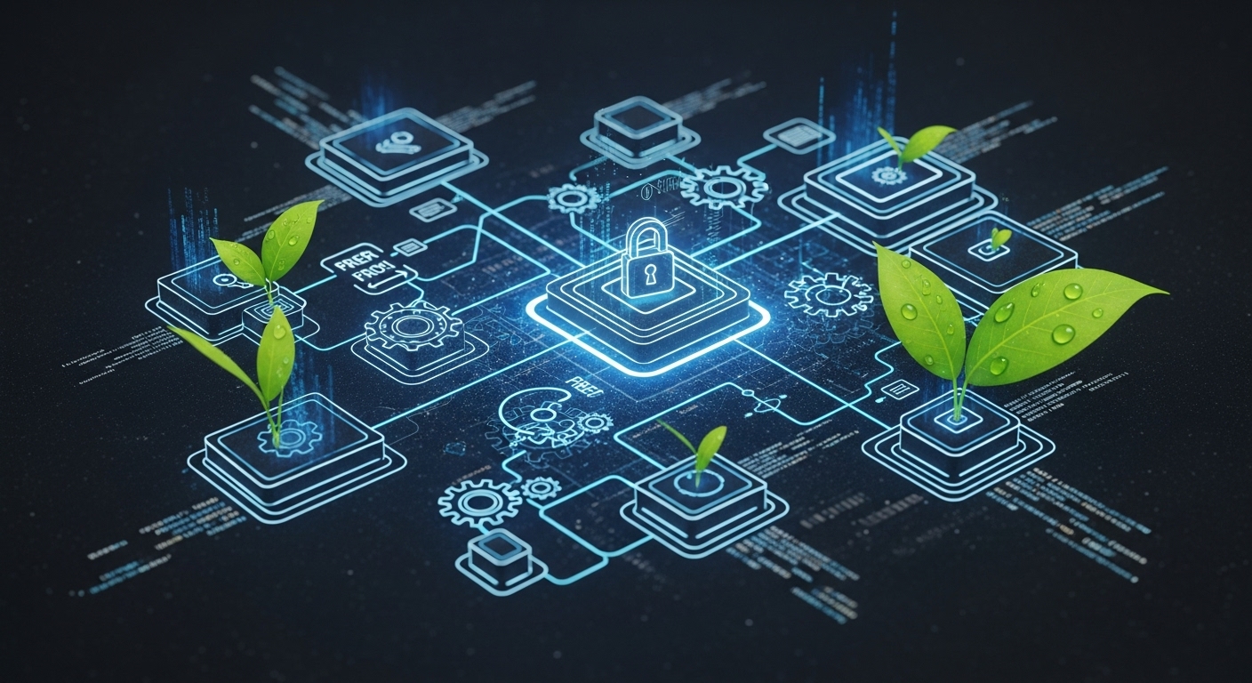A visually striking image depicting interconnected digital blocks or gears forming a complex, elegant API network, with subtle elements hinting at 'free' or 'zero-cost' (e.g., green leaves growing from connections, or an open padlock icon). Modern, tech-focused, blueprint aesthetic.