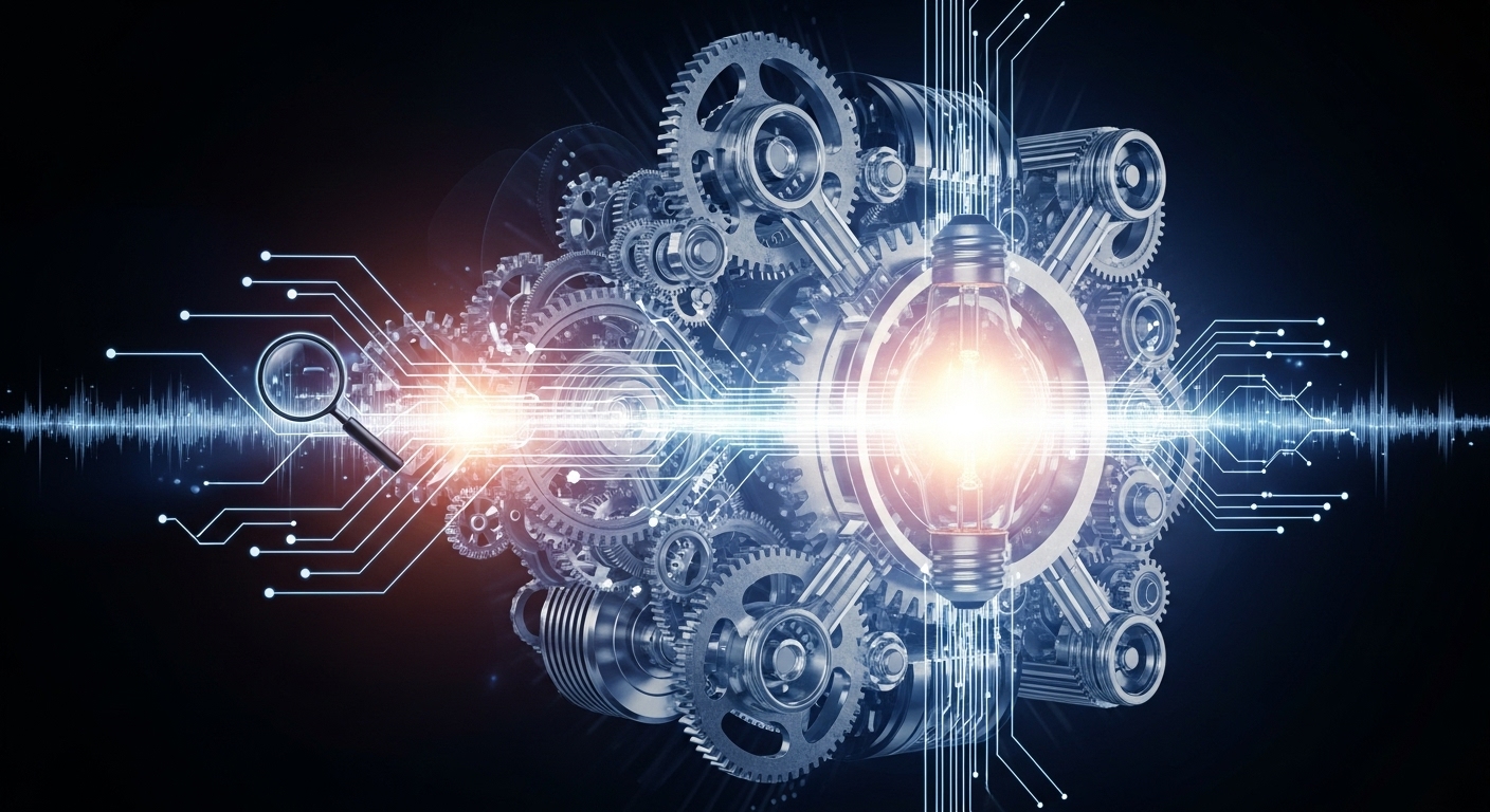 A conceptual image of a glowing 'virality engine' with intricate gears and digital network lines, symbolizing strategic content discovery and rapid spread for business marketing. High-tech, dynamic, with a lightbulb effect.